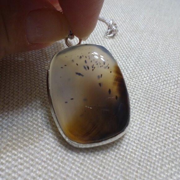 Natural MONTANA AGATE Handmade Sterling Pendant/Chain #681C - Picture 2 of 3
